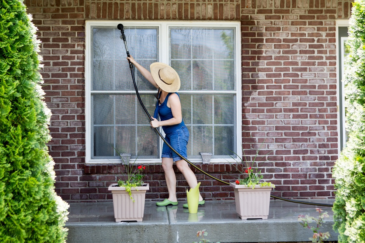 washing the windows