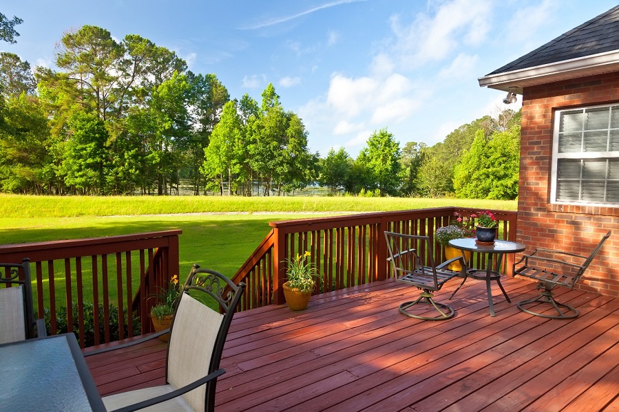 wooden deck and chairs