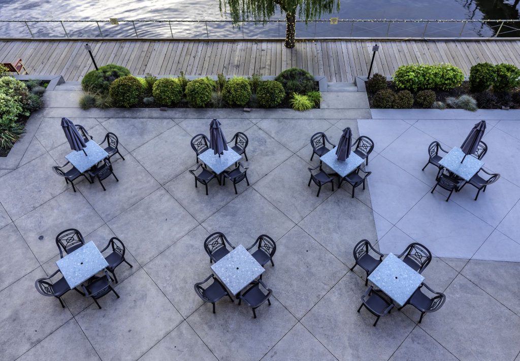 dining tables at outdoor restaurant