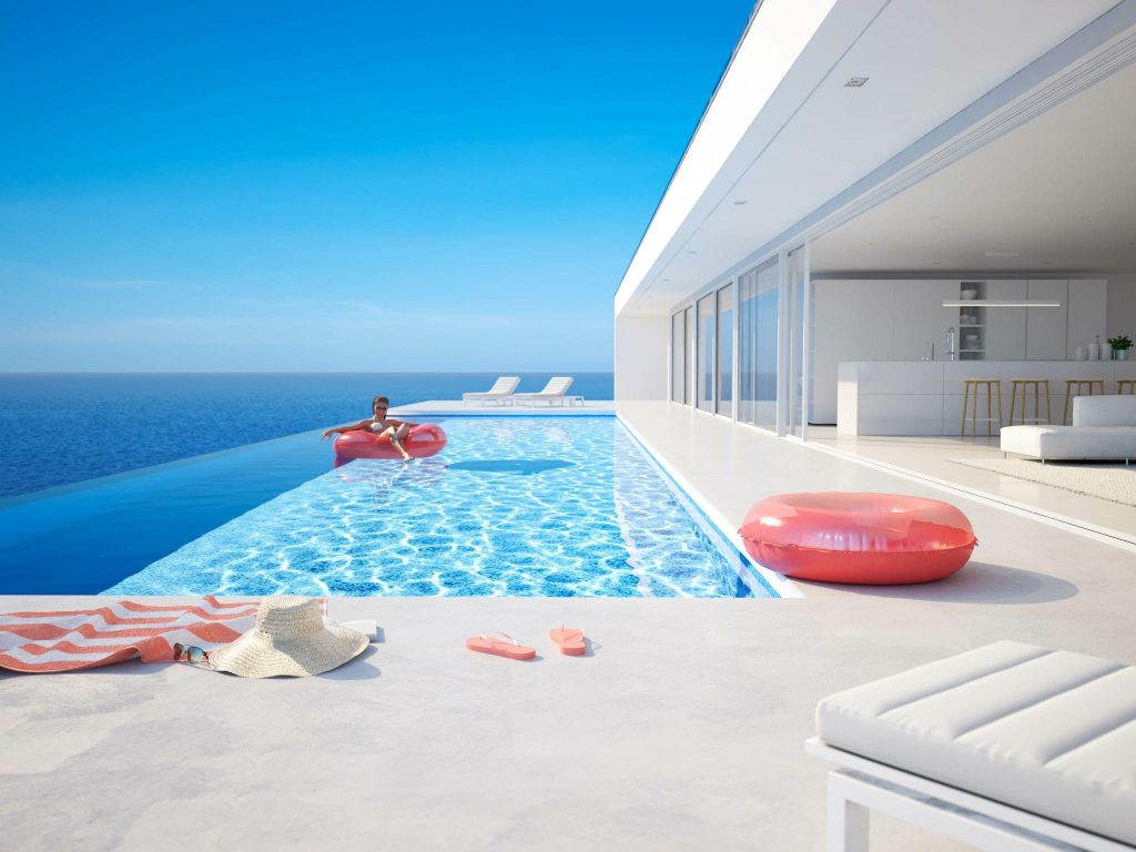 modern luxury summer villa with infinity pool