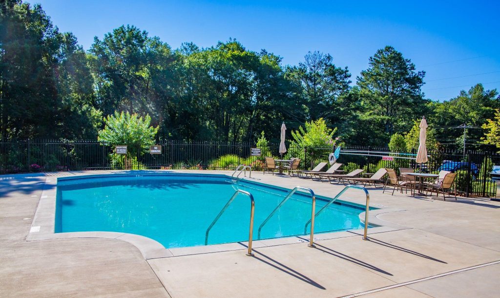 swimming pool and lounge chairs