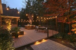outdoor lights to create a cozy ambiance